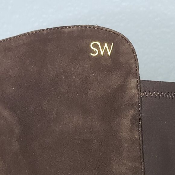 Stuart Weitzman OTK Tall Boots Keelan Brown Suede Pull On Flat Women Sz 7.5 New - Picture 5 of 10